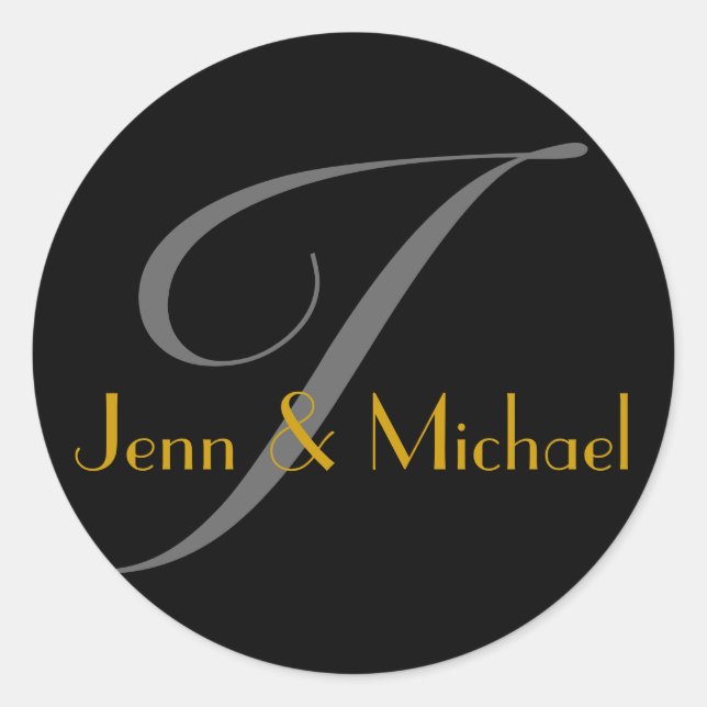 Hochzeitshöfe: Monogram I Gold Siegel Runder Aufkleber (Vorderseite)