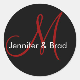 Hochzeitshöfe Namen Monogramm Aufkleber Rot
