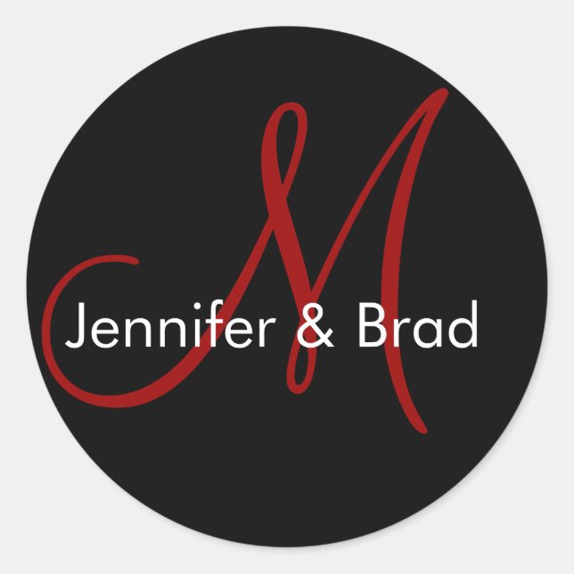 Hochzeitshöfe Namen Monogramm Aufkleber Rot (Vorderseite)