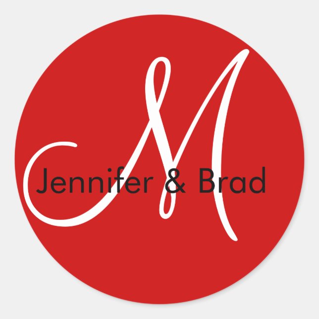 Hochzeitshöfe Namen Monogramm Aufkleber Rot (Vorderseite)