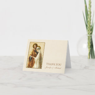 Hochzeitshöhe Verlobung Groom Religiöse katholisch Dankeskarte