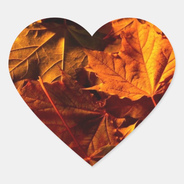 Hochzeitshörer-Herbstlaub Hochzeitseinladung Herz-Aufkleber (Vorderseite)