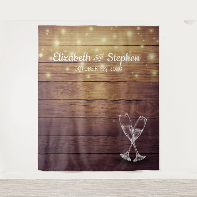 Hochzeitshütte mit Foto-Kellerhintergrund Champagn Wandteppich (Vorderseite)