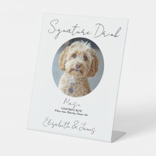 Hochzeitsignatur Trinkhund Foto Sockelschild