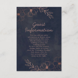 Hochzeitsinformationen für Navy Blue & Rose Gold F Begleitkarte