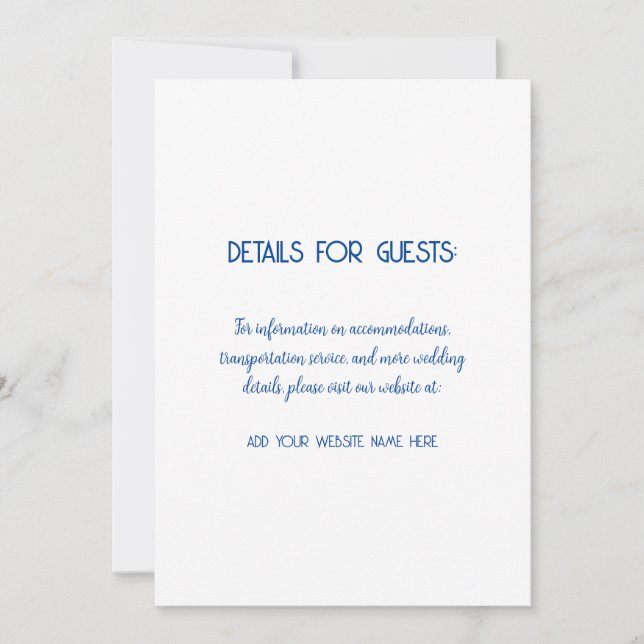 Hochzeitsinformationen Gäste Blue White 2024 Einladung (Vorderseite)