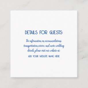 Hochzeitsinformationen Gäste Blue White Cool Begleitkarte