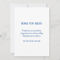 Hochzeitsinformationen Gäste Blue White Trendy