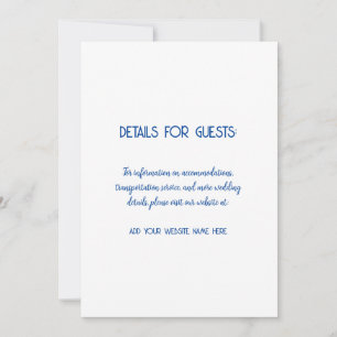 Hochzeitsinformationen Gäste Blue White Trendy Karte