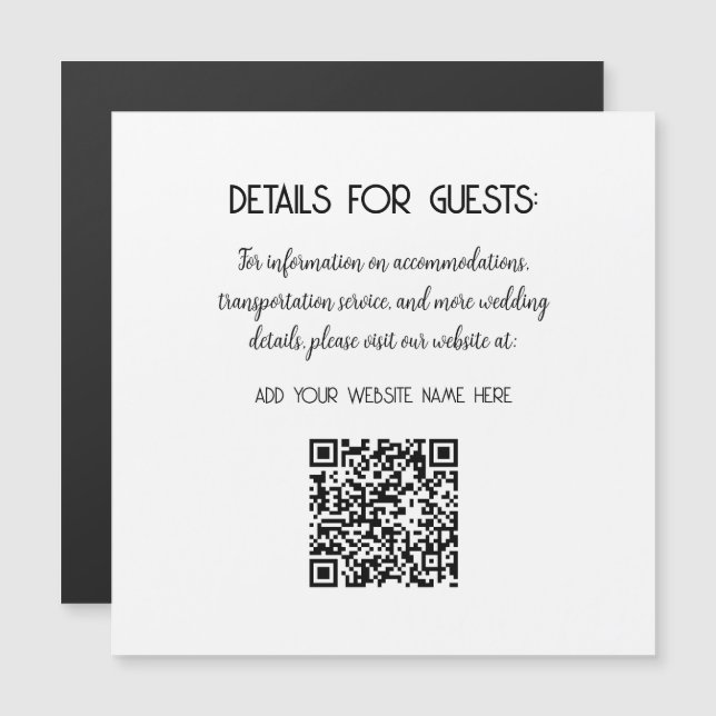 Hochzeitsinformationen Gäste QR Code Elegant MInim Magnetkarte (Vorne/Hinten)