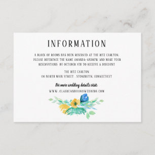 Hochzeitsinformationen über das Blaue Meer Begleitkarte