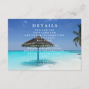 Hochzeitsinformationen über das Blaue Meer und San Begleitkarte