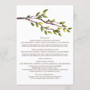 Hochzeitsinformationskarte mit gebürsteten Zweigen Einladung