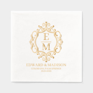 Hochzeitsinitialen & Florales Wappen Folien Servie Servietten Mit Folie
