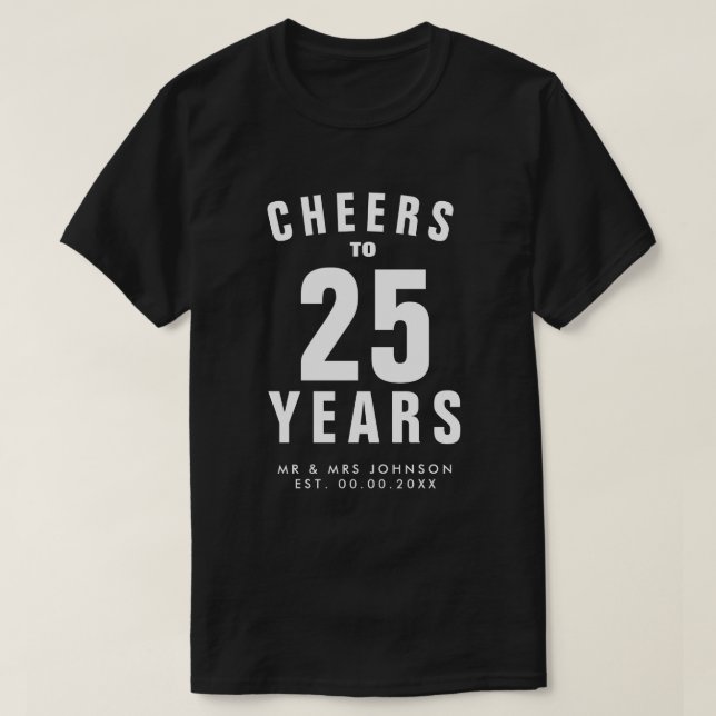 Hochzeitsjahrestags-Shirts der Gewohnheit 25. für T-Shirt (Design vorne)