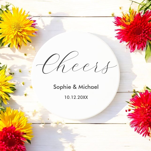 Hochzeitsjubeln Einfach Schwarz-weiß Getränkeuntersetzer (Von Creator hochgeladen)