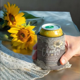 Hochzeitsjubeln zur Liebe Holz Lace Sonnenblumen L Dosenkühler