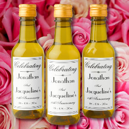 Hochzeitsjubiläum Gunst Elegant Chic White Mini Weinetikett