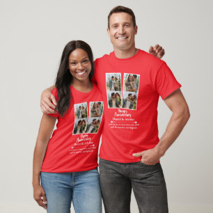 Hochzeitsjubiläum Liebe 4 Foto-Collage Paar T-Shirt