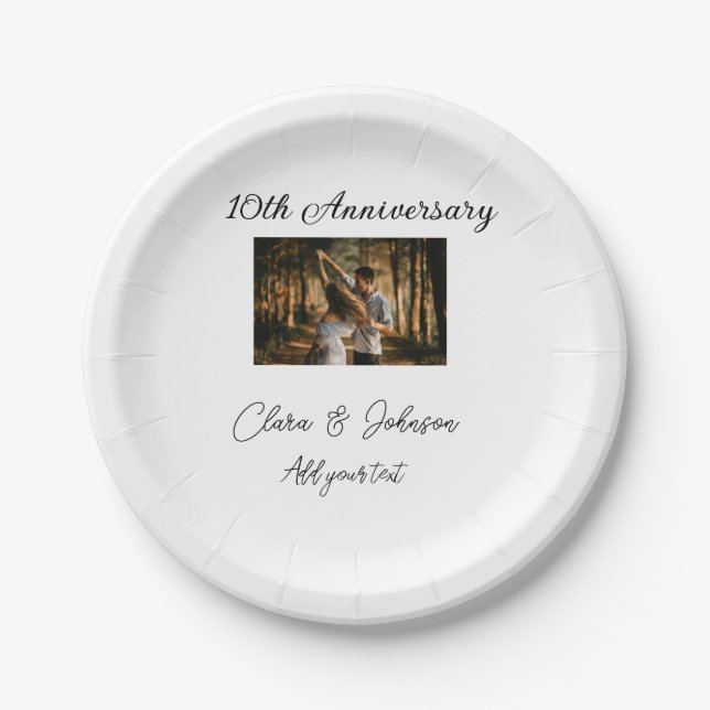 Hochzeitsjubiläum Namensjahrstext hinzufügen Pappteller (Vorderseite)