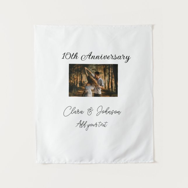 Hochzeitsjubiläum Namensjahrstext hinzufügen Wandteppich (Vorderseite)