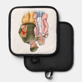 Hochzeitsjubiläum, niedliches Ehepaar Topflappen