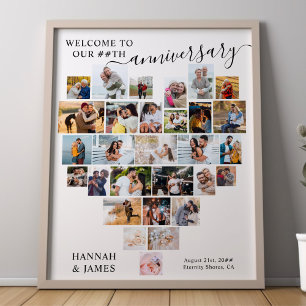 Hochzeitsjubiläum Schrift Herz Foto Collage Poster