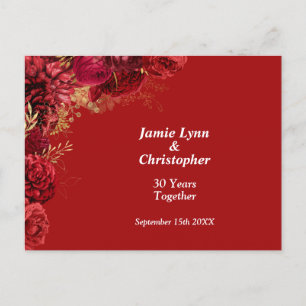 Hochzeitsjubiläums-Einladung zur Party mit roter R Postkarte