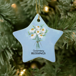 Hochzeitsjubiläums-Segen Blumenstrauß aus Gänseblü Keramik Ornament