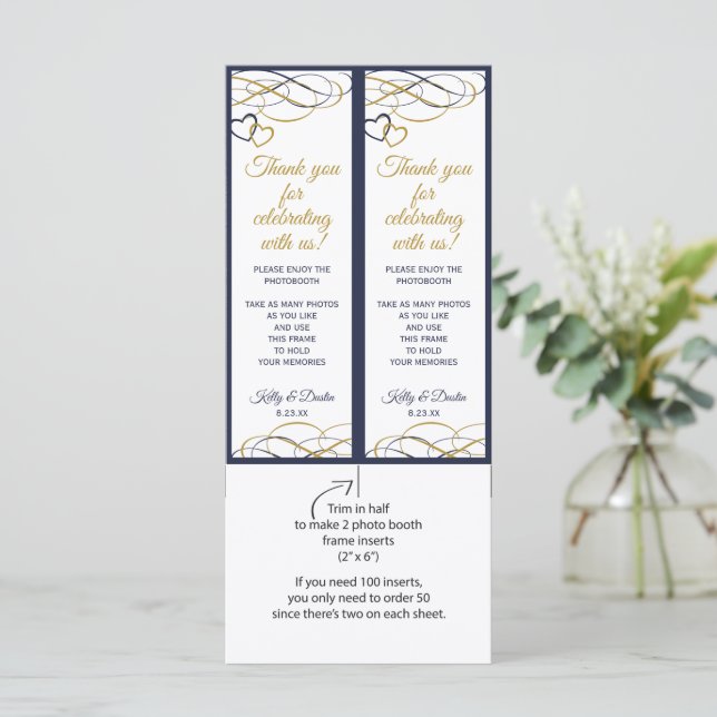 Hochzeitskabinett-Beilagen - Dunkles Navy Blue & G (Stehend Vorderseite)