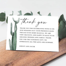 Hochzeitskaktus | Botanische Wüste Dankeskarte