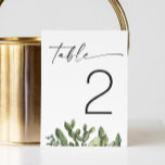 Hochzeitskaktus | Elegante moderne Wüste Tischnummer<br><div class="desc">Mit dieser modernen Cactus themed Tischnummer Card können Sie Ihre Gäste mühelos führen. Mit sanften Aquarellbildern von Wüstenkakteen und eleganter Schriftzeichen verleiht das Hotel Ihrem Empfang einen subtilen südwestlichen Charme. Die minimalistische Gestaltung und die neutralen Farbtöne machen es für verschiedene Hochzeitsthemen, wie z.B. Boho-, Rustikal- und Outdoor-Feiern, vielseitig. Pair es...</div>