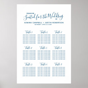 Hochzeitskalender für Blaue Schrift Poster