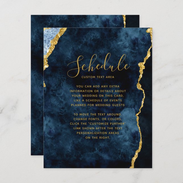 Hochzeitskalender für die Hochzeit von Navy Blue G Einladung (Vorne/Hinten)