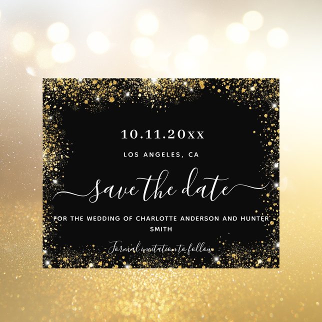 Hochzeitskalender für Glitzer mit schwarzem Gold r Flyer (Von Creator hochgeladen)
