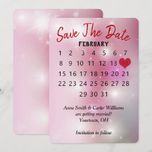 Hochzeitskalender "Save the Date" mit rosa Bokeh-E Einladung