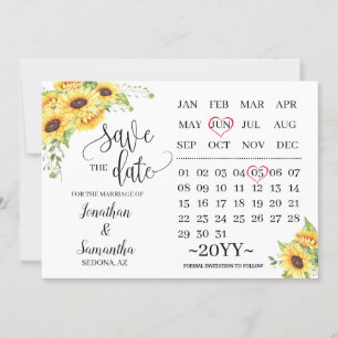 Hochzeitskalender Save the Date Sonnenblumen Einladung