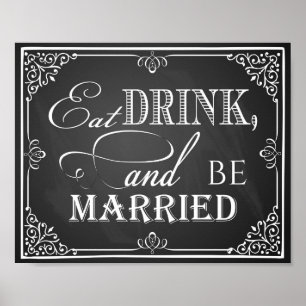 Hochzeitskalkboard "Trinken und verheiratet drucke