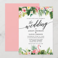 Hochzeitskalligrafie mit tropischer Wasserfarbe