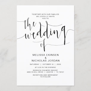 Hochzeitskalligraphie, einfach schwarz, mit Famili Einladung