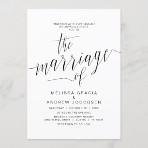 Hochzeitskalligraphie, einfaches schwarzes Drehbuc Einladung