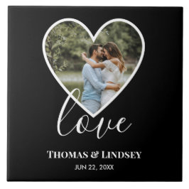 Hochzeitskalligraphie Foto Schwarzes Herz Rahmen M Fliese