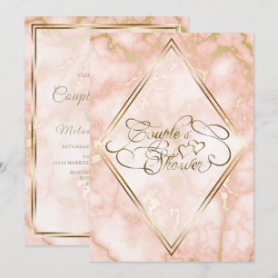 Hochzeitskalligraphie und Verzierte Goldmarmor-Ros Einladung