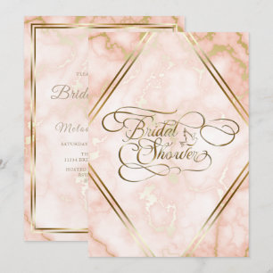 Hochzeitskalligraphie und Verzierte Goldmarmor-Ros Einladung