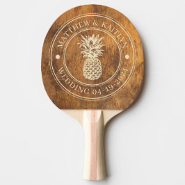 Hochzeitskamm mit Ananas-Motiv und Namen zum Absch Tischtennis Schläger