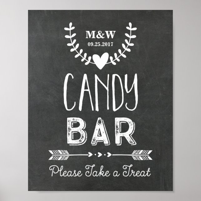 Hochzeitskandinett Bar Sign Chalkboard Pfeile Poster (Vorne)