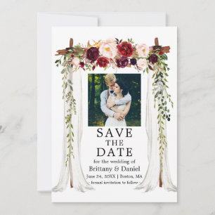 Hochzeitskanopie Wasserfarbe Burgund Foto Save The Date