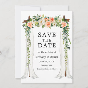 Hochzeitskanopie Wasserfarben Korallen Weiße Blüte Save The Date