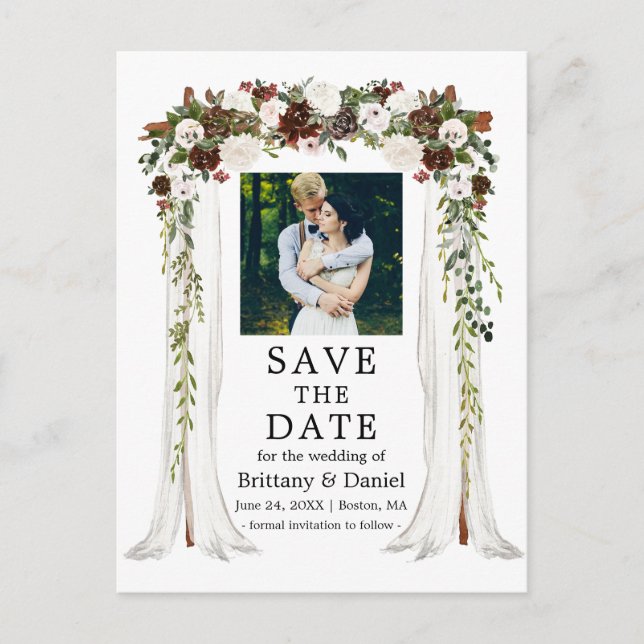 Hochzeitskanopie Wasserfarbener Grünwald Ankündigungspostkarte (Vorderseite)