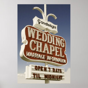 Hochzeitskapelle Retro Neon Sign Poster